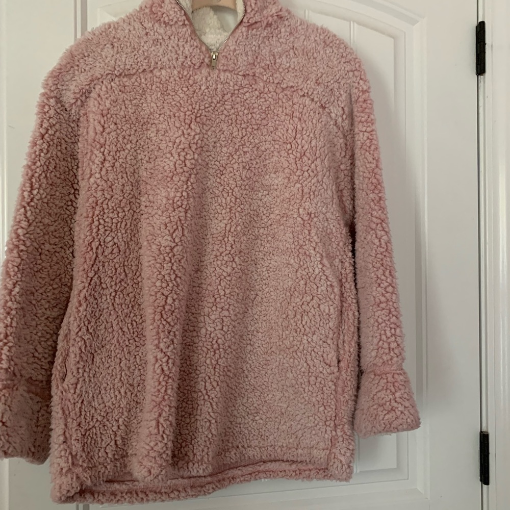 Boutique light pink womens sherpa jacket